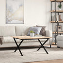sofabord 80x80x45 cm X-stel massivt fyrretræ og stål