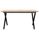 sofabord 80x80x45 cm X-stel massivt fyrretræ og stål