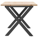 sofabord 90x40x45 cm X-stel massivt fyrretræ og stål