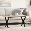 sofabord 90x40x45 cm X-stel massivt fyrretræ og stål