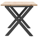 sofabord 100x50x45 cm X-stel massivt fyrretræ og stål