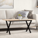 sofabord 100x50x45 cm X-stel massivt fyrretræ og stål