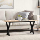 sofabord 110x40x45 cm X-stel massivt fyrretræ og stål