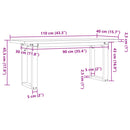 sofabord 110x40x45,5 cm O-stel massivt fyrretræ og stål