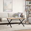 sofabord 80x80x45,5 cm X-stel massivt fyrretræ og stål