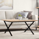 sofabord 80x80x45,5 cm X-stel massivt fyrretræ og stål