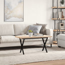 sofabord 90x40x45,5 cm X-stel massivt fyrretræ og stål