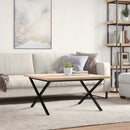 sofabord 90x90x45,5 cm X-stel massivt fyrretræ og stål