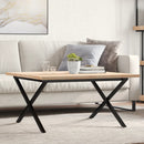 sofabord 90x90x45,5 cm X-stel massivt fyrretræ og stål