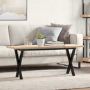 sofabord 110x40x45,5 cm X-stel massivt fyrretræ og stål