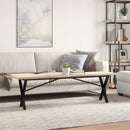 sofabord 160x40x45,5 cm X-stel massivt fyrretræ og stål