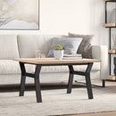 sofabord 80x80x45,5 cm Y-stel massivt fyrretræ og stål