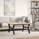 sofabord 90x90x45,5 cm Y-stel massivt fyrretræ og stål