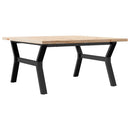 sofabord 90x90x45,5 cm Y-stel massivt fyrretræ og stål