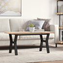 sofabord 100x50x45,5 cm Y-stel massivt fyrretræ og stål