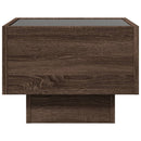 sidebord med LED-lys 40x40x30 cm konstrueret træ brunt eg