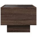 sidebord med LED-lys 40x40x30 cm konstrueret træ brunt eg