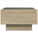 sofabord med LED-lys 50x50x30 cm konstrueret træ sonoma-eg