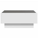 sofabord med LED-lys 70x50x30 cm konstrueret træ hvid