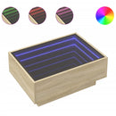 sofabord med LED-lys 70x50x30 cm konstrueret træ sonoma-eg