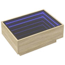 sofabord med LED-lys 70x50x30 cm konstrueret træ sonoma-eg