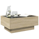 sofabord med LED-lys 70x50x30 cm konstrueret træ sonoma-eg