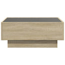 sofabord med LED-lys 70x50x30 cm konstrueret træ sonoma-eg