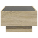 sofabord med LED-lys 70x50x30 cm konstrueret træ sonoma-eg