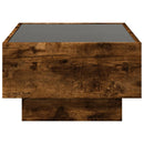 sofabord med LED-lys 70x50x30 cm konstrueret træ røget eg