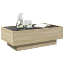 sofabord med LED-lys 90x50x30 cm konstrueret træ sonoma-eg