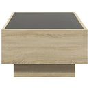 sofabord med LED-lys 90x50x30 cm konstrueret træ sonoma-eg