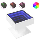 sofabord med LED-lys 50x50x45 cm konstrueret træ hvid