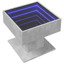 sofabord med LED-lys 50x50x45 cm konstrueret træ betongrå