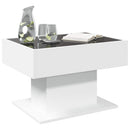 sofabord med LED-lys 70x50x45 cm konstrueret træ hvid