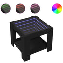 sofabord med LED-lys 53x53x45 cm konstrueret træ sort