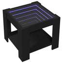 sofabord med LED-lys 53x53x45 cm konstrueret træ sort