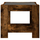 sofabord med LED-lys 53x53x45 cm konstrueret træ røget eg