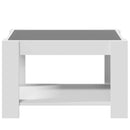 sofabord med LED-lys 73x53x45 cm konstrueret træ hvid