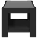 sofabord med LED-lys 73x53x45 cm konstrueret træ sort