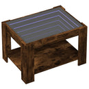 sofabord med LED-lys 73x53x45 cm konstrueret træ røget eg