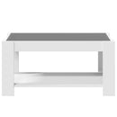 sofabord med LED-lys 93x53x45 cm konstrueret træ hvid