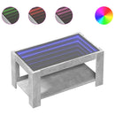 sofabord med LED-lys 93x53x45 cm konstrueret træ betongrå