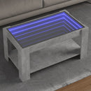 sofabord med LED-lys 93x53x45 cm konstrueret træ betongrå