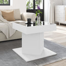 sofabord med LED-lys 50x50x45 cm konstrueret træ hvid