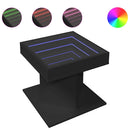 sofabord med LED-lys 50x50x45 cm konstrueret træ sort