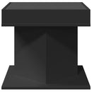sofabord med LED-lys 50x50x45 cm konstrueret træ sort