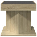 sofabord med LED-lys 50x50x45 cm konstrueret træ sonoma-eg