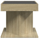 sofabord med LED-lys 50x50x45 cm konstrueret træ sonoma-eg