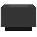 sofabord med LED-lys 60x60x40 cm konstrueret træ sort