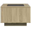 sofabord med LED-lys 60x60x40 cm konstrueret træ sonoma-eg